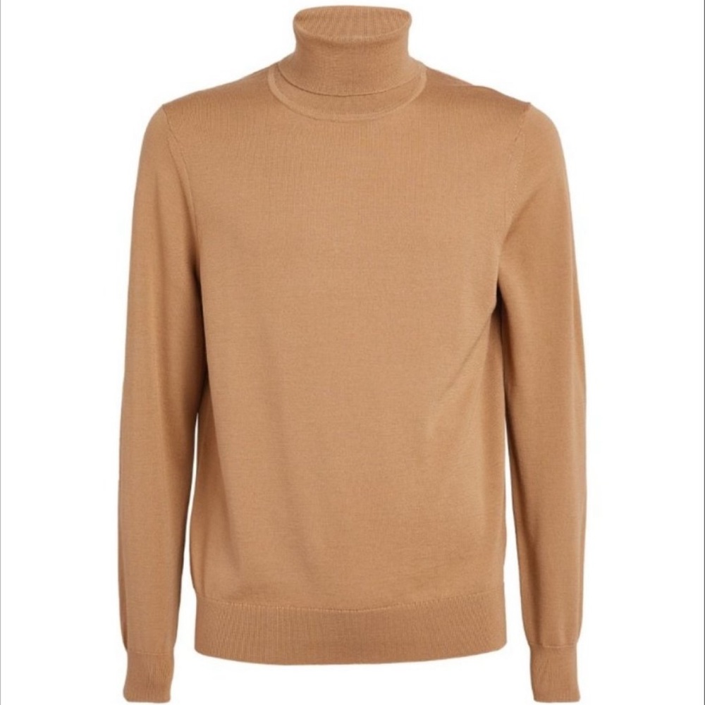 SANDRO Men's Wool Rollneck Tan Sweater